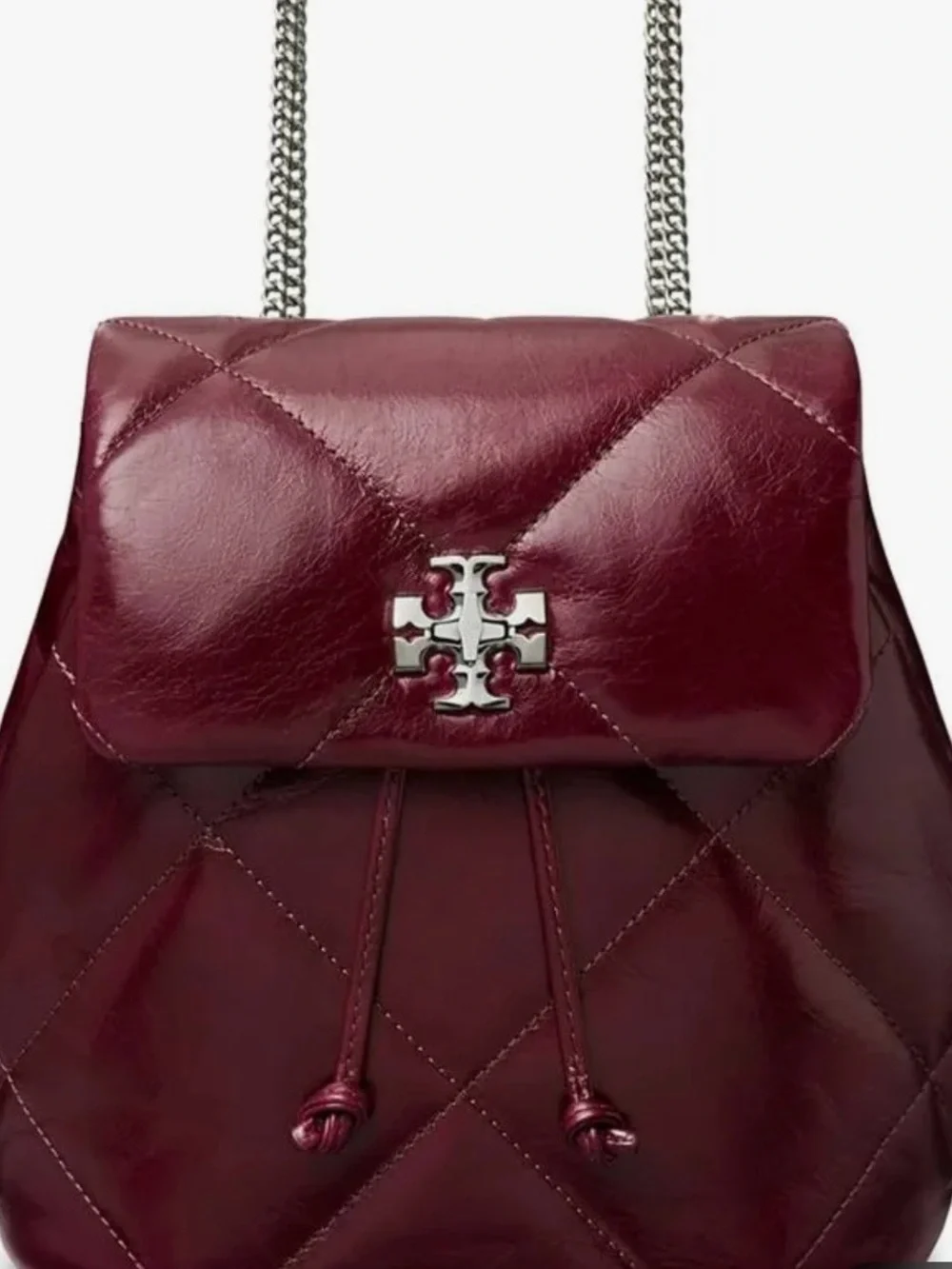 NWOT Tory Burch Kira Diamond Quilt Distressed Mini Backpack In Dark Carmine